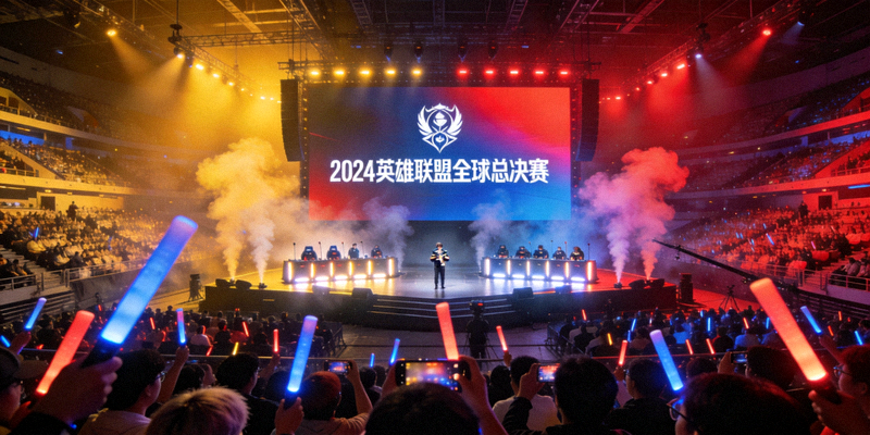 2024英雄联盟全球总决赛现场盛况 - 座无虚席的体育场与巨型屏幕