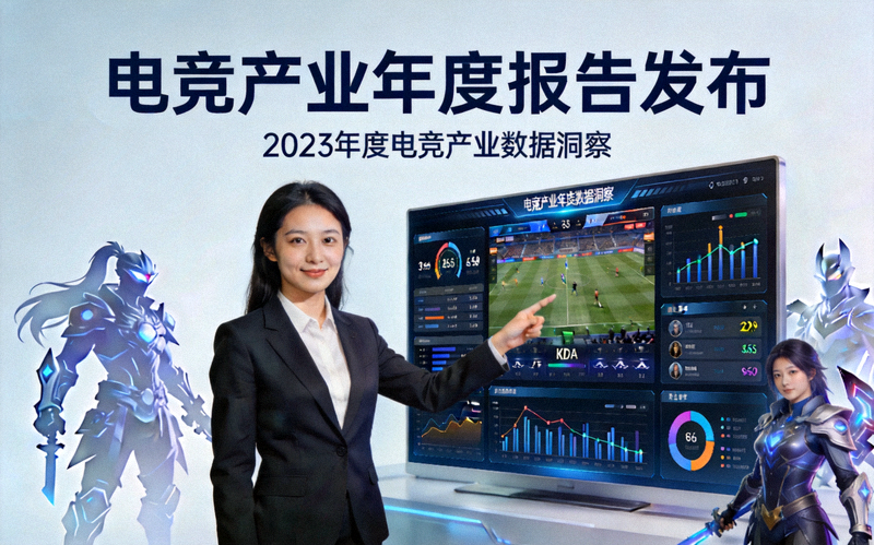 电竞产业年度报告发布新闻配图 - 数据分析师查看电竞比赛数据大屏