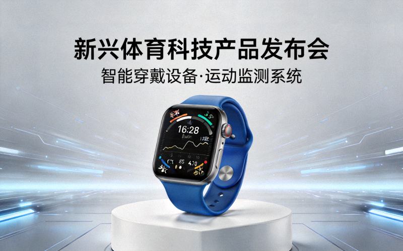 新兴体育科技产品发布会新闻配图 - 智能穿戴设备与运动监测界面